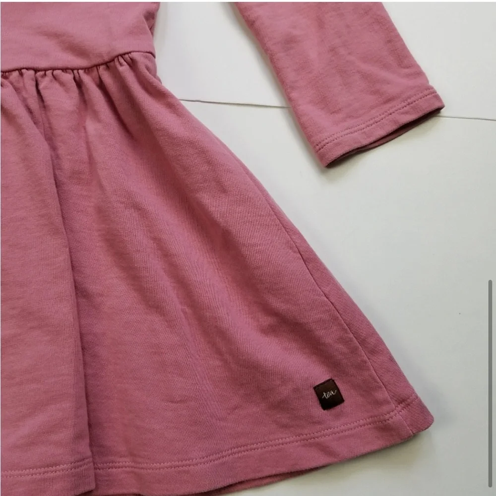 TEA COLLECTION whooping crane dusty rose long sleeve dress Girls Sz 2 Mauve Pink
